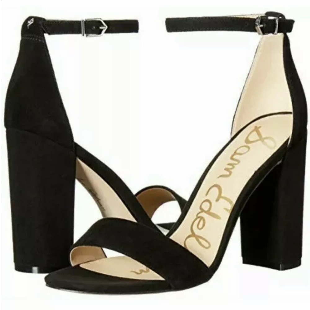 New Sam Edelman  Yaro Sandals Black Suede heels 8